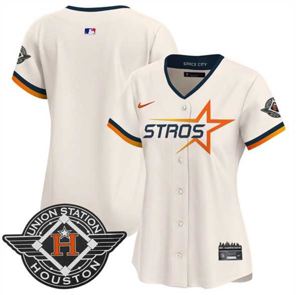 Womens Houston Astros Blank Cream 2025 City Connect Limited Stitched Jersey Dzhi